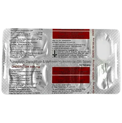 ondero dm 500mg tablet 10's